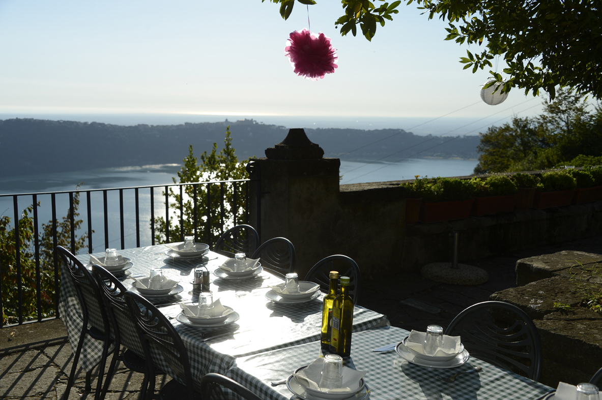 A wedding venue terrace in evening light — where the pre-wedding meet and shoot happens